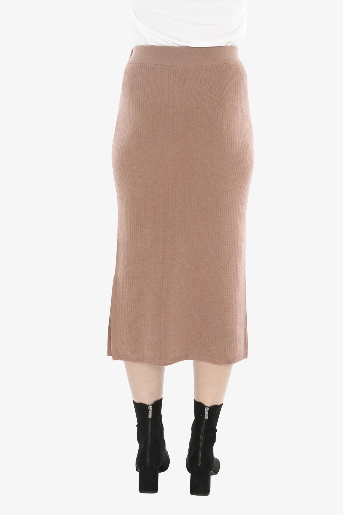Knit Rib Skirt in Clay