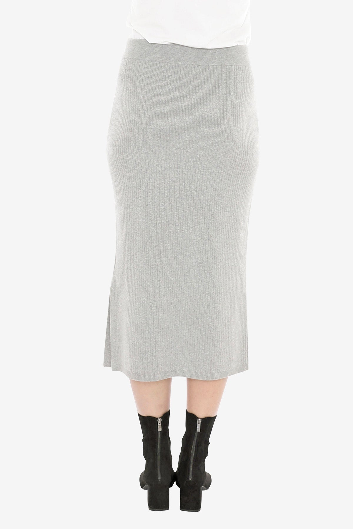 Knit Rib Skirt in Grey Marle