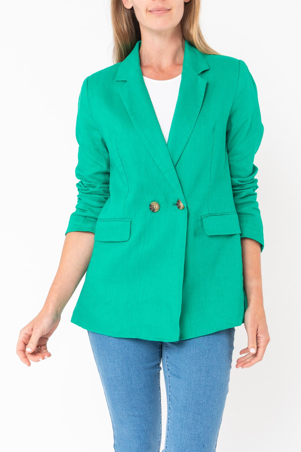 Women's Linen Blazer in Green