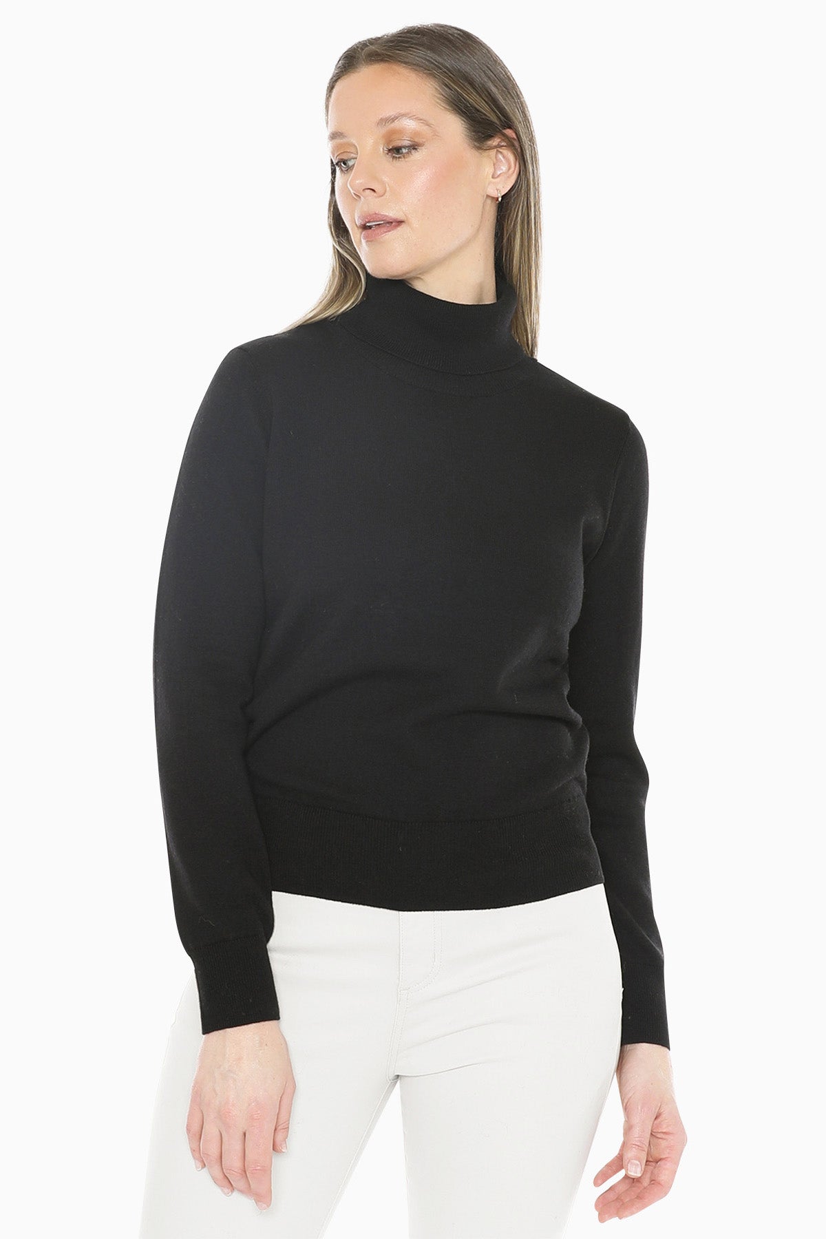 Long Sleeve Roll Neck Pullover in Black