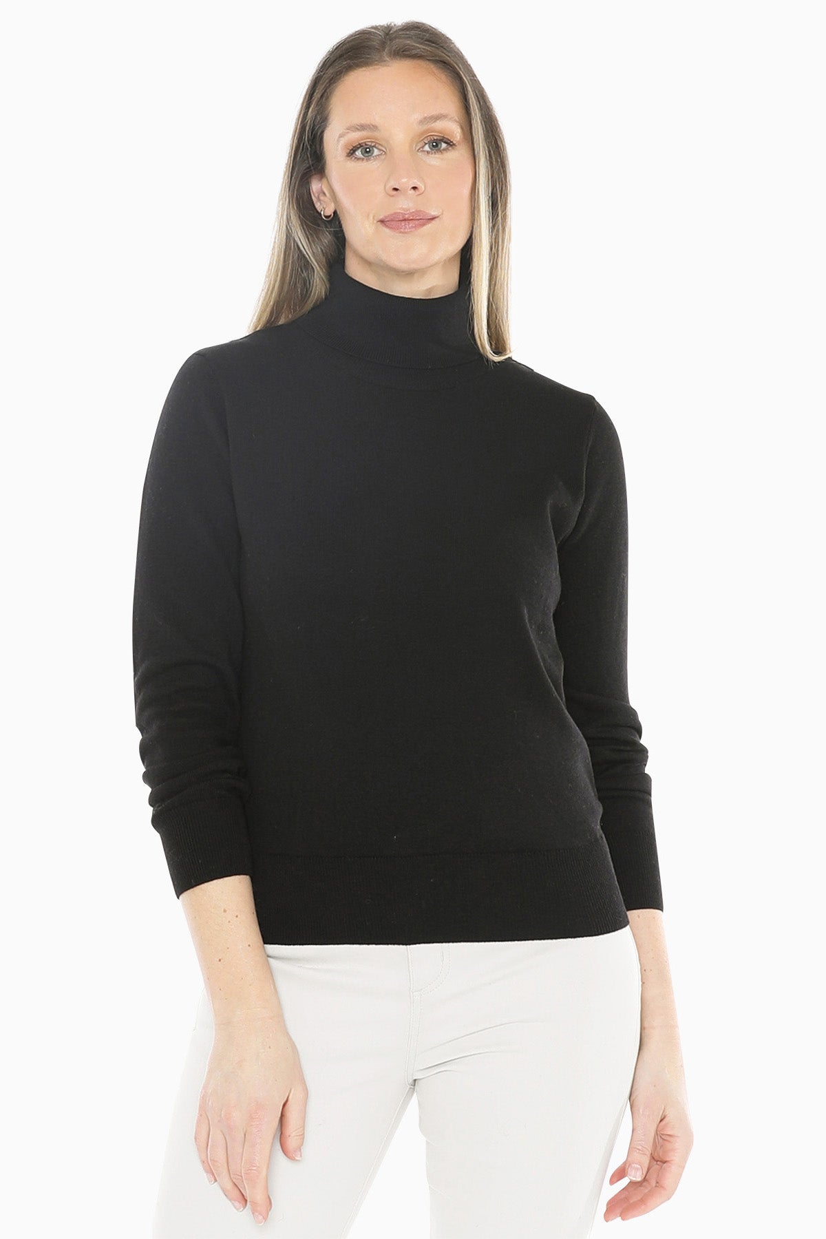 Long Sleeve Roll Neck Pullover in Black