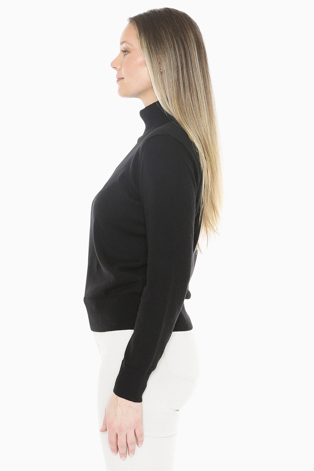Long Sleeve Roll Neck Pullover in Black