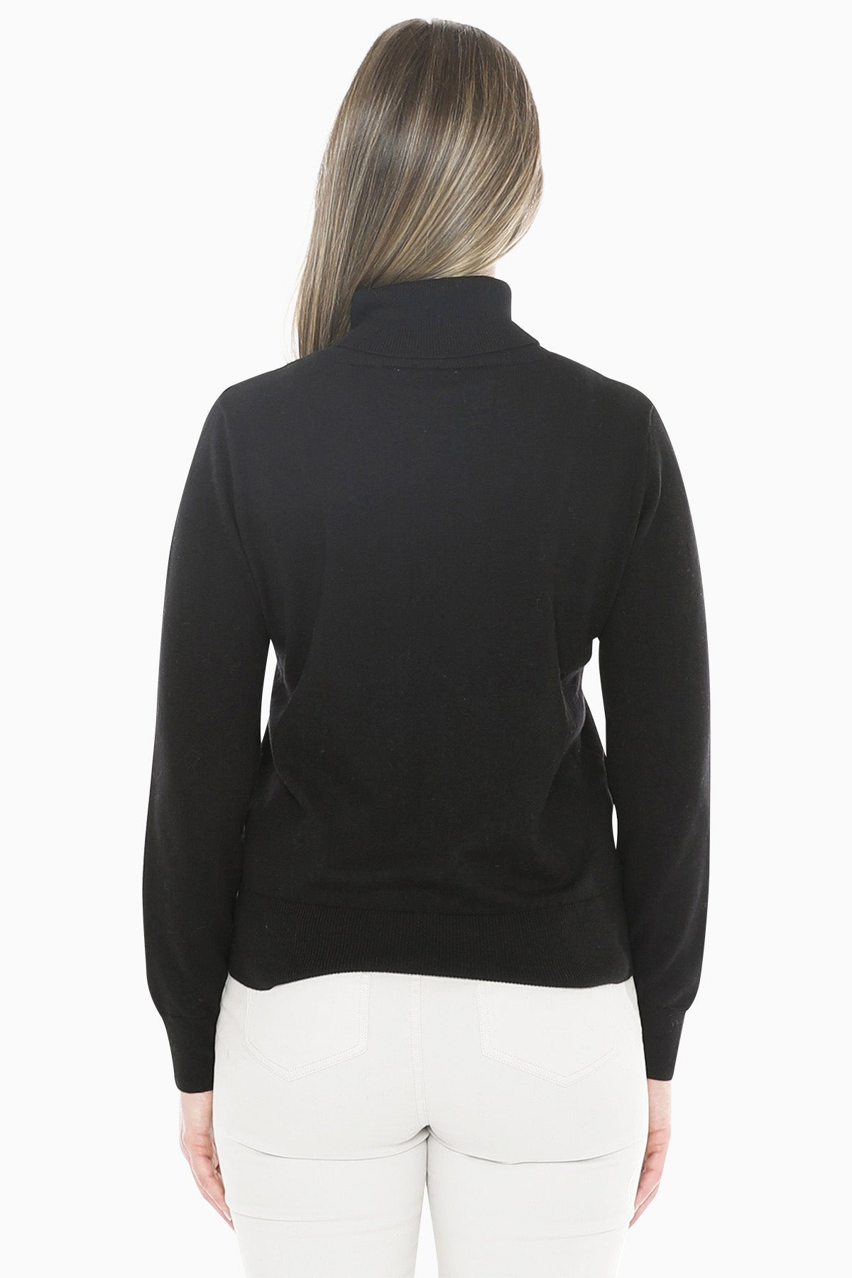 Long Sleeve Roll Neck Pullover in Black