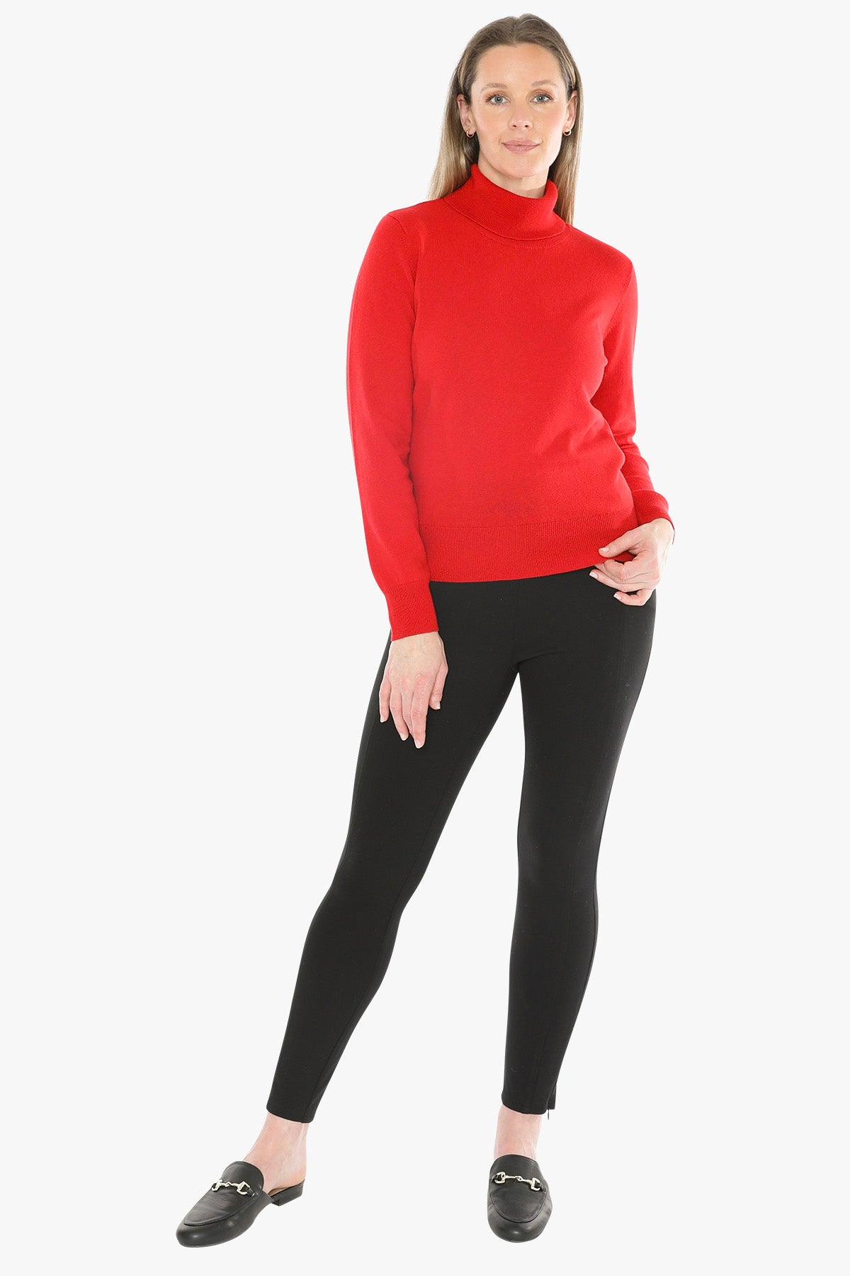 Long Sleeve Roll Neck Pullover in Poppy