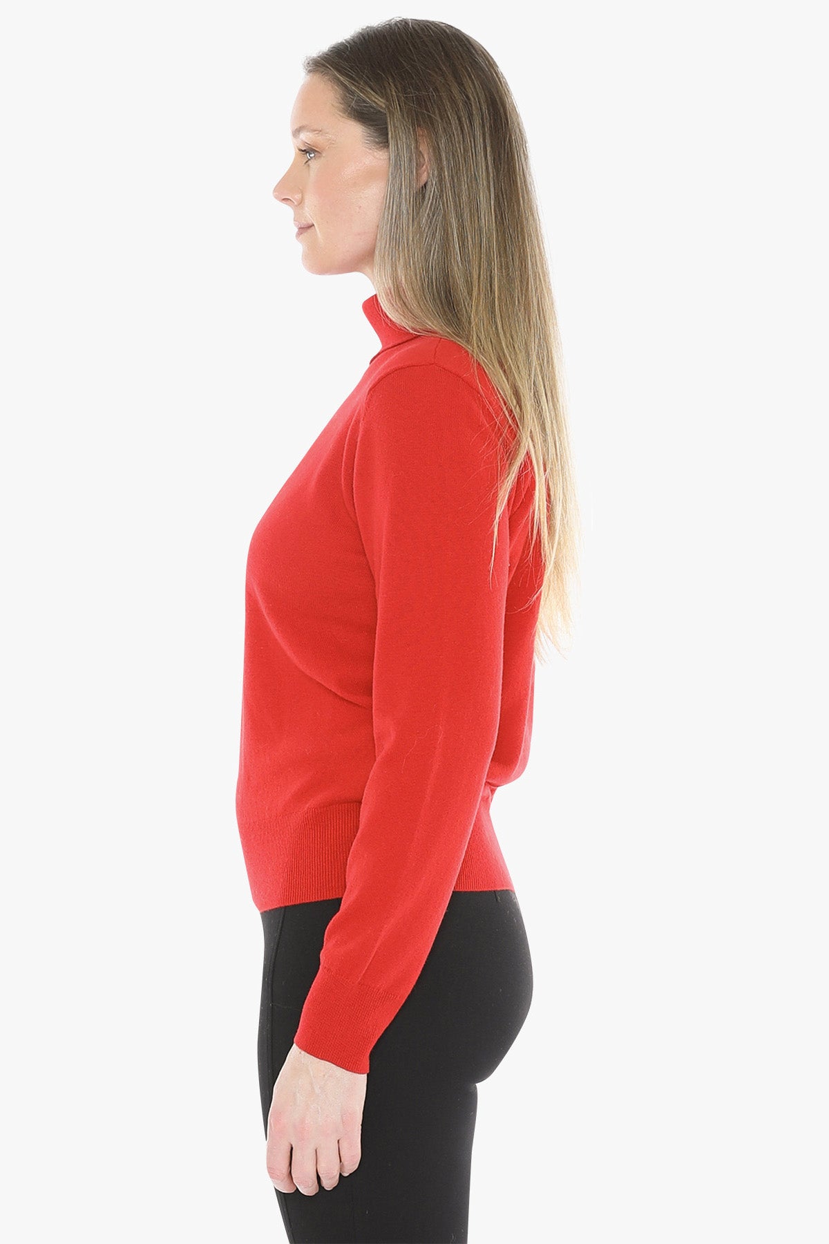 Long Sleeve Roll Neck Pullover in Poppy