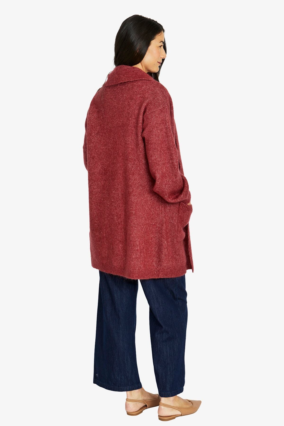 Womens Luxe Long Cardi Red 60611082a