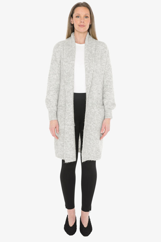Luxe Long Cardigan in Silver