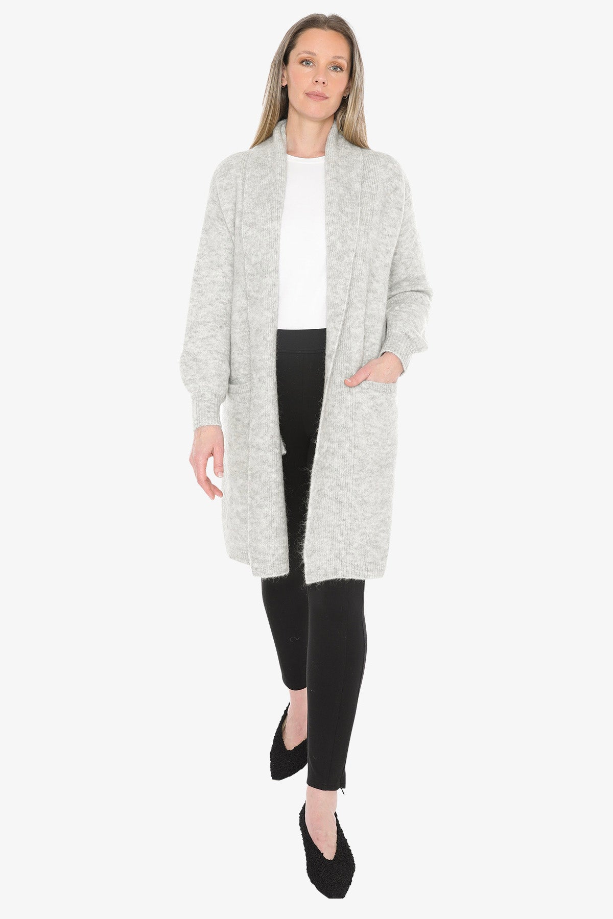 Luxe Long Cardigan in Silver