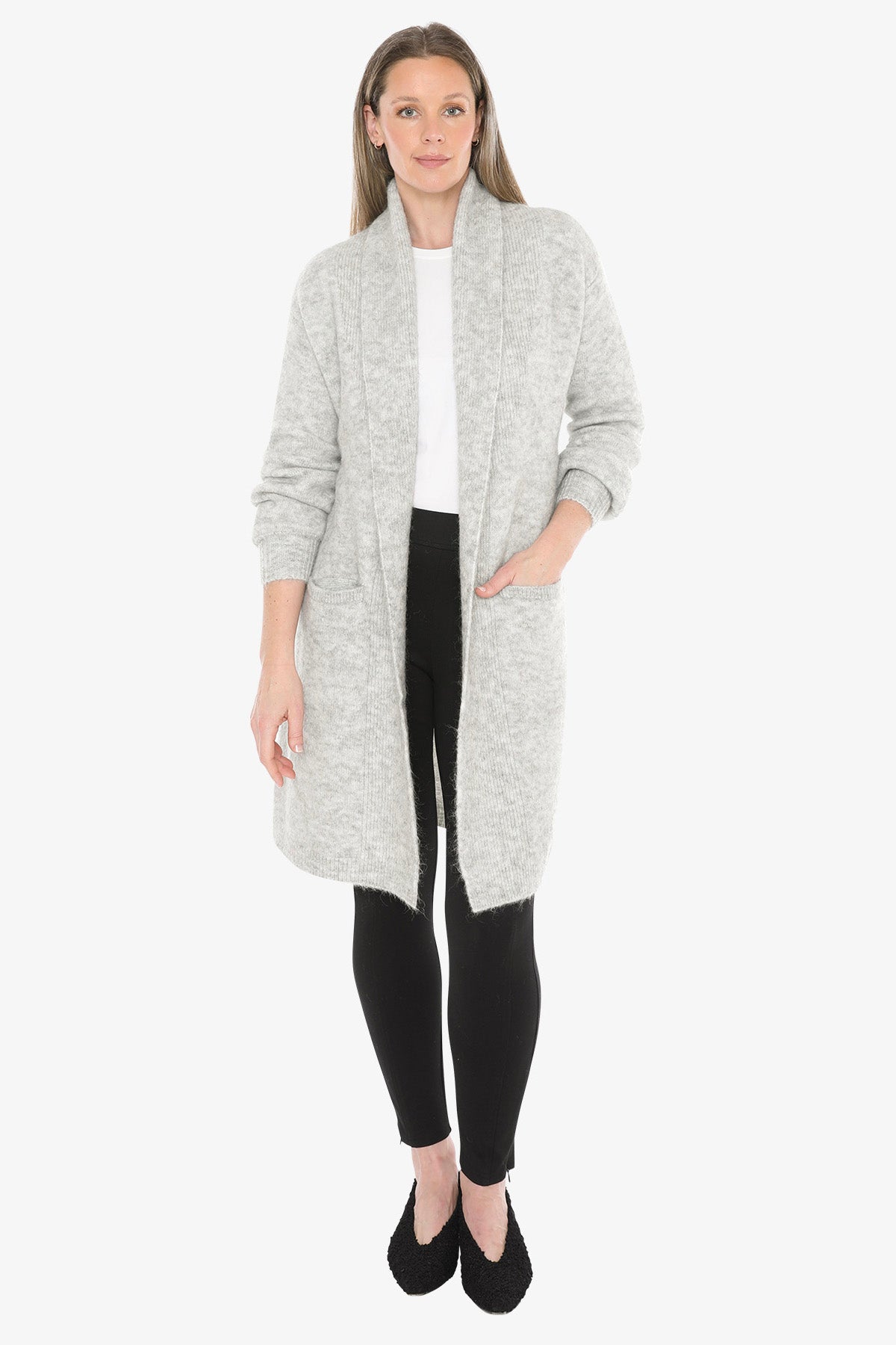 Luxe Long Cardigan in Silver