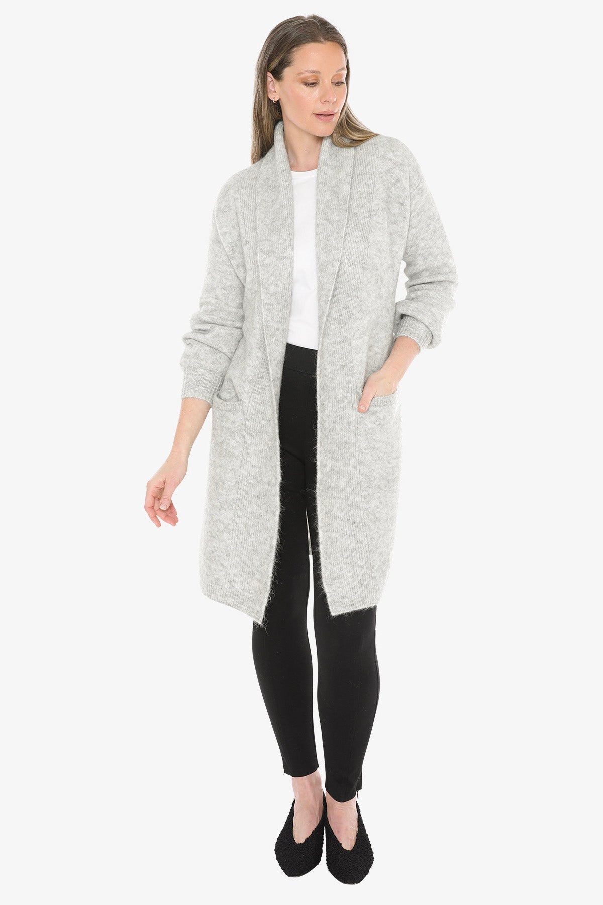 Luxe Long Cardigan in Silver