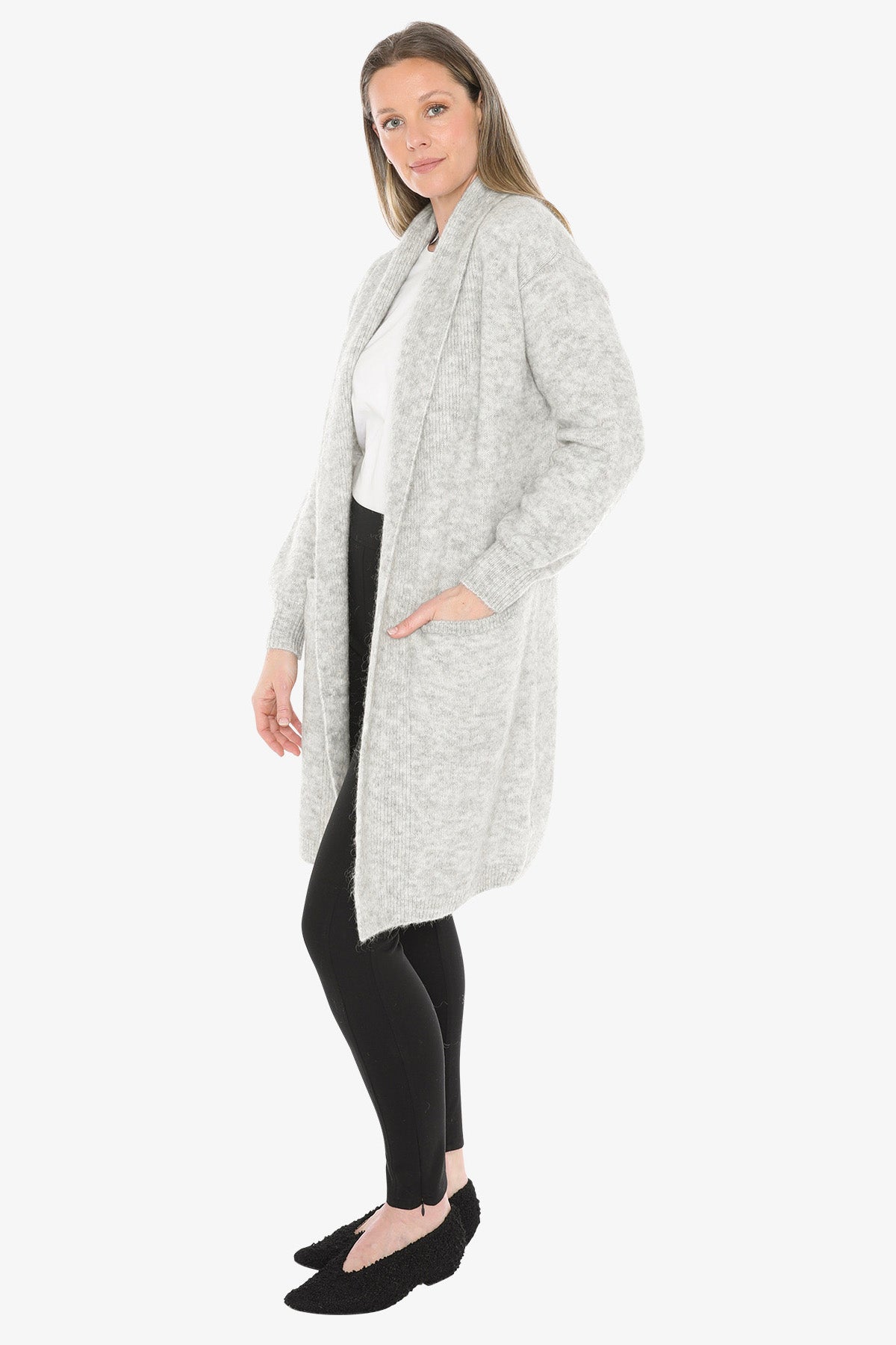 Luxe Long Cardigan in Silver