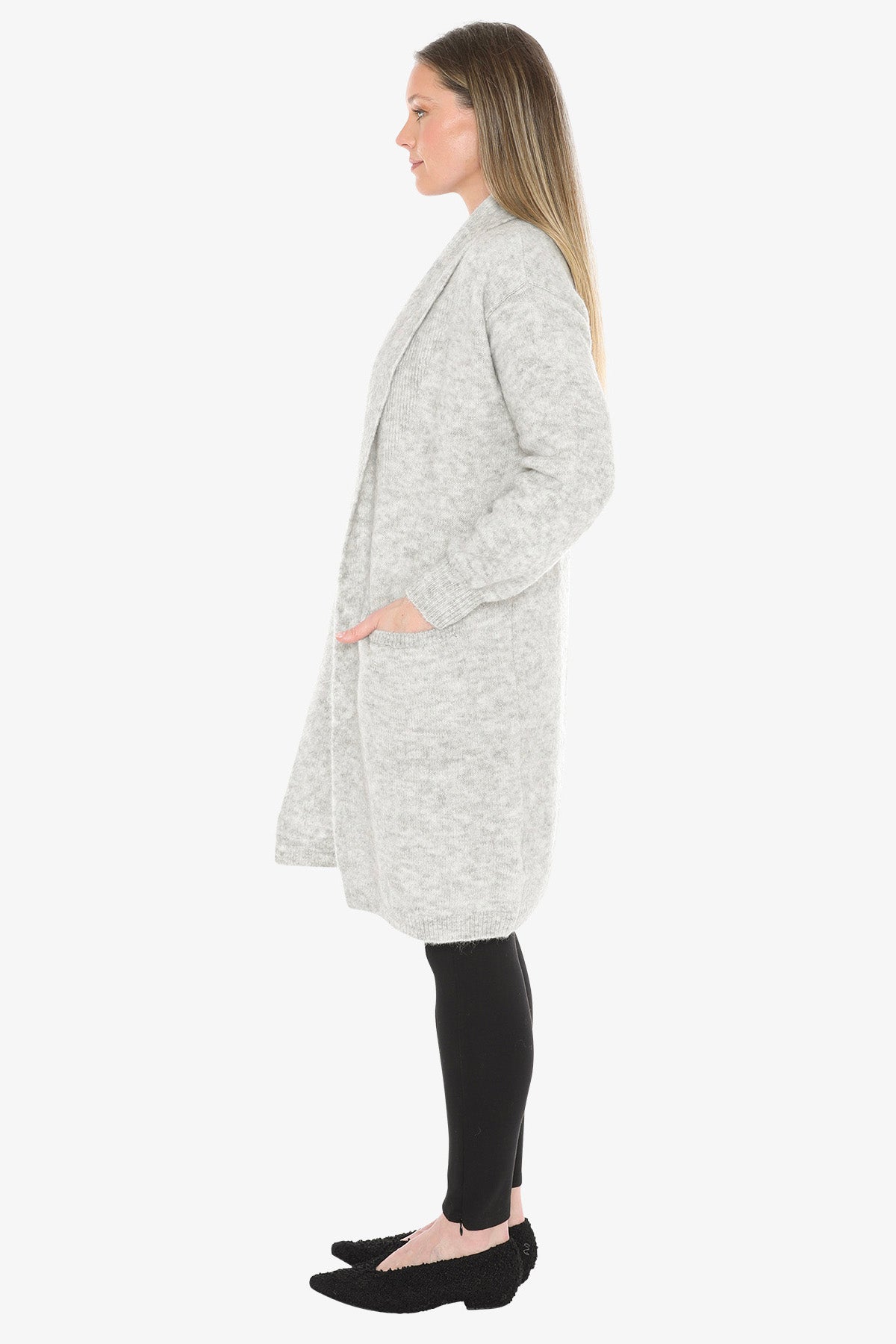 Luxe Long Cardigan in Silver