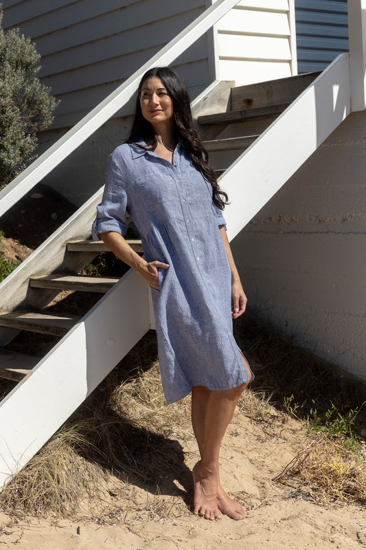 Womens Mini Check Dress Blue 596j5114a