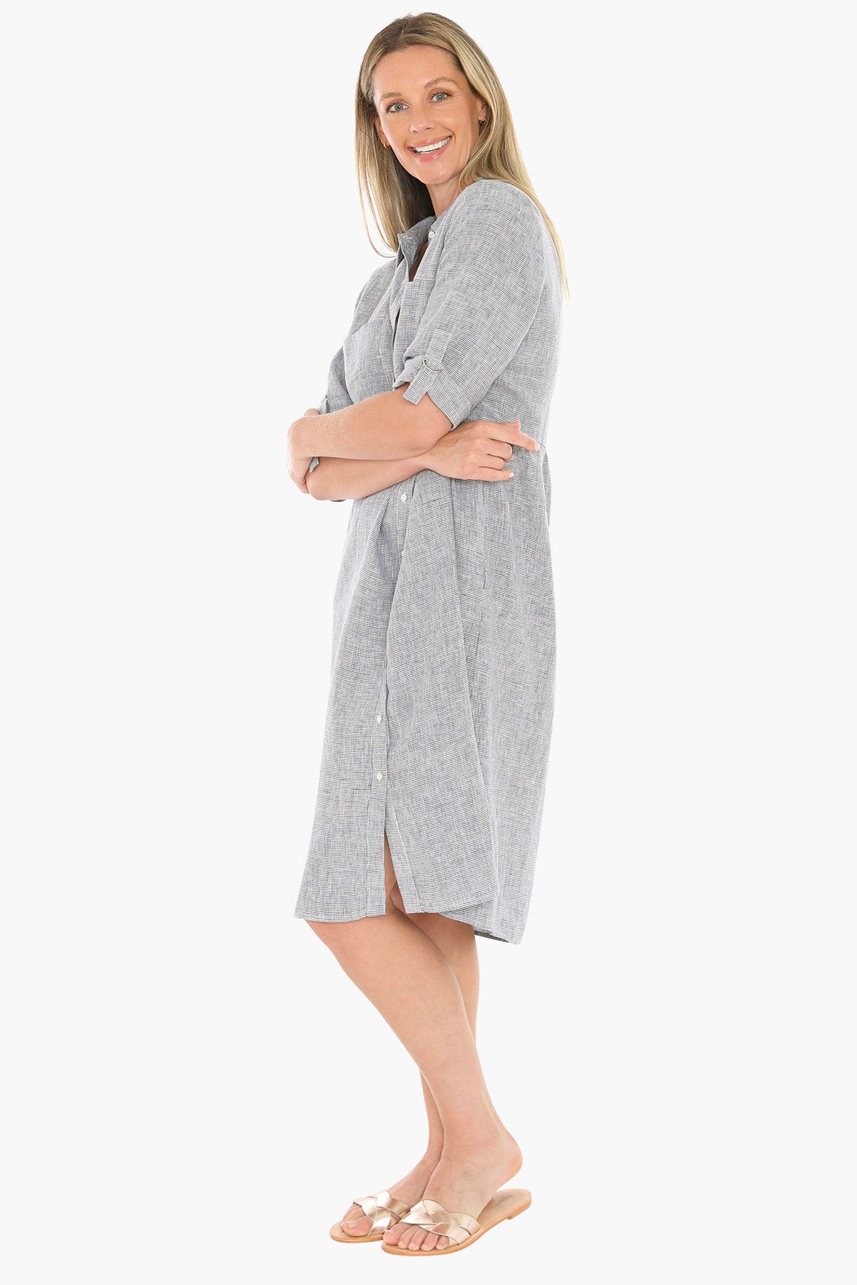 Womens Mini Check Dress Blue 596j5114a