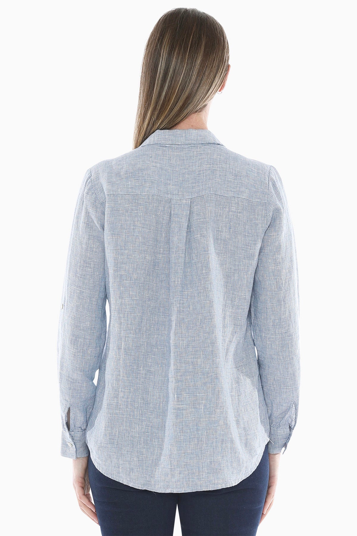 Mini Check Pocket Shirt in Chambray/White