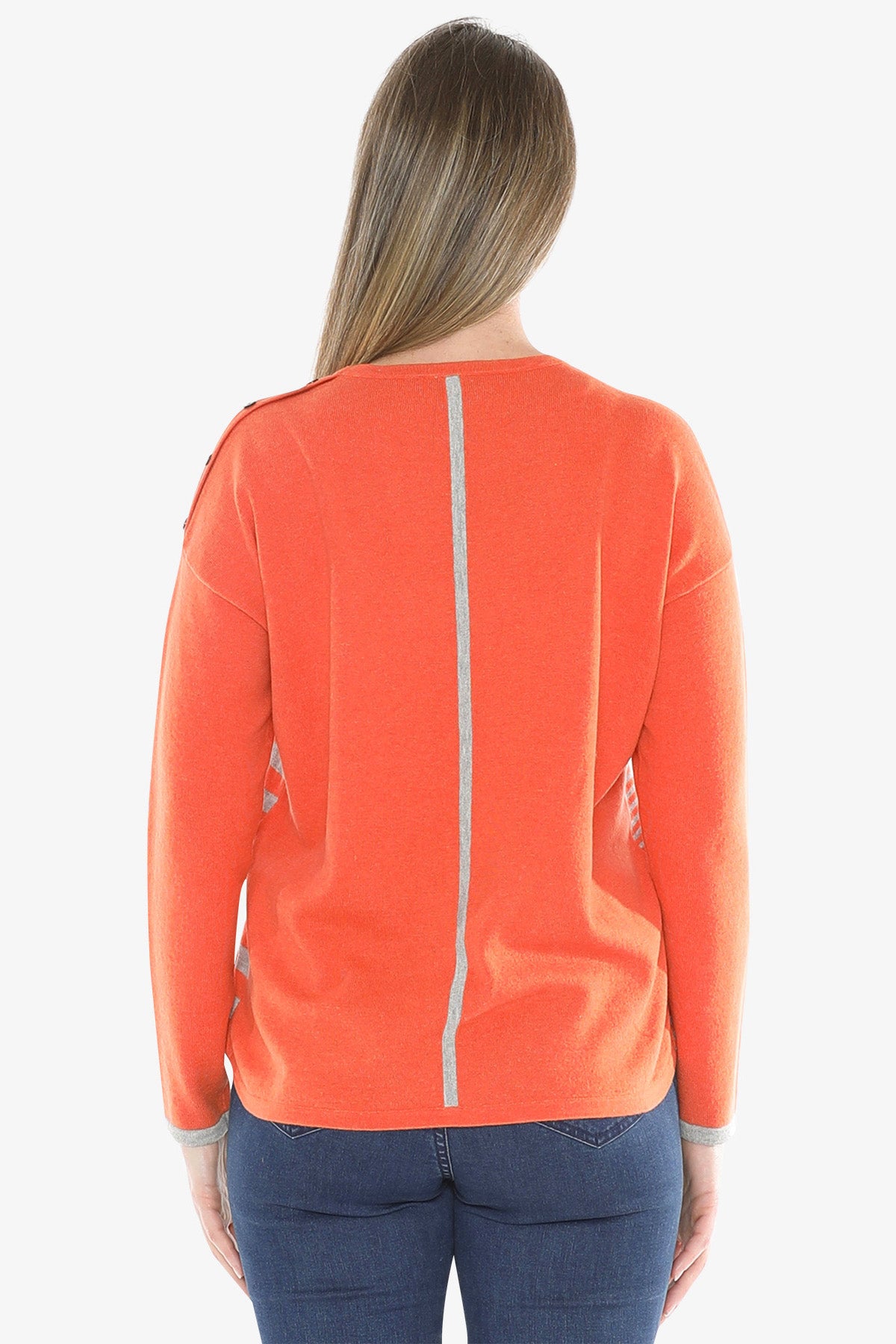 Mixed Stripe Pullover in Nectarine