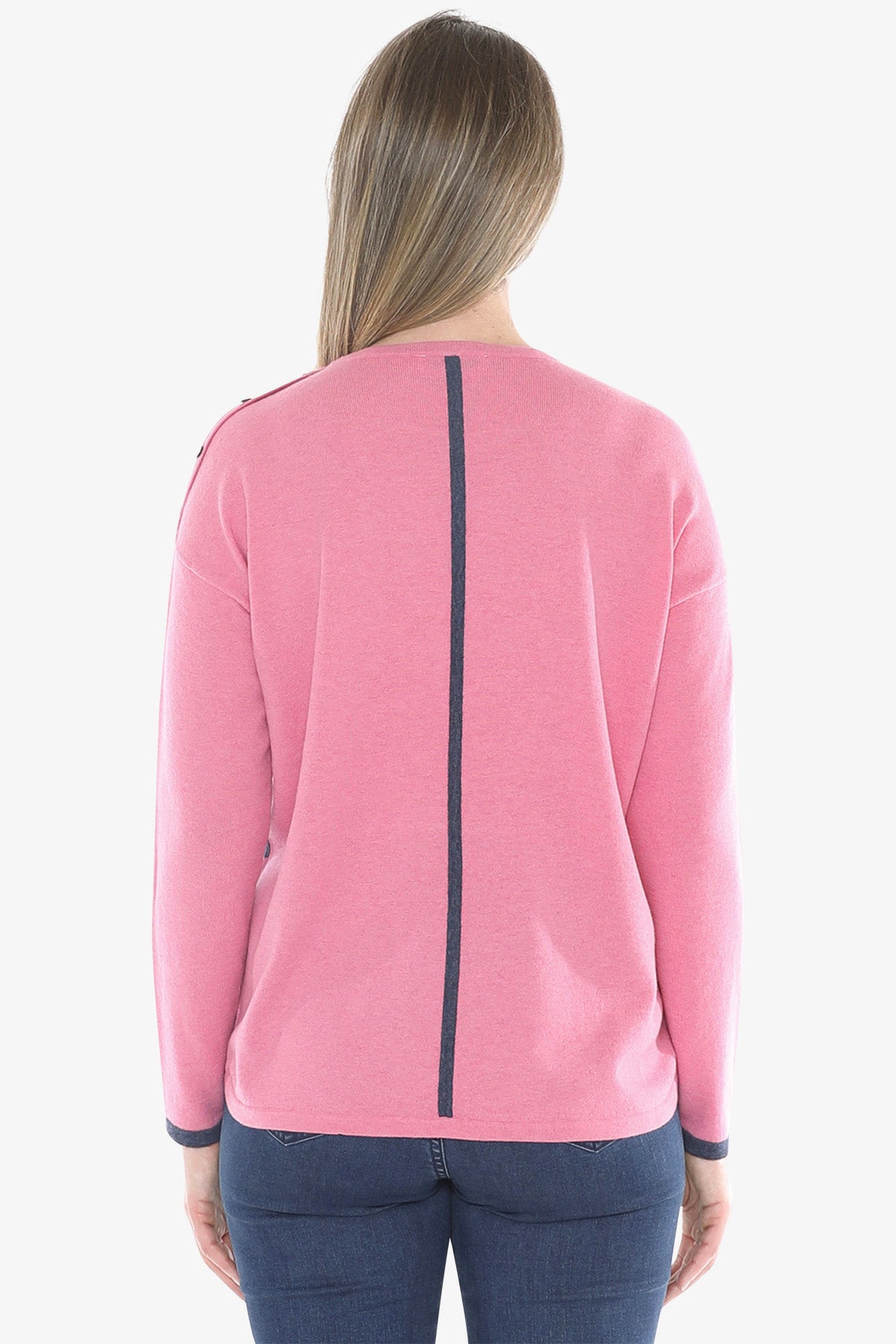 Mixed Stripe Pullover in Pink Marle