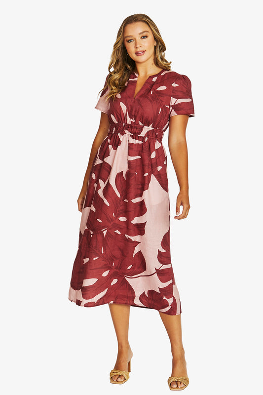Womens Monstera Dress Red 616j5161a