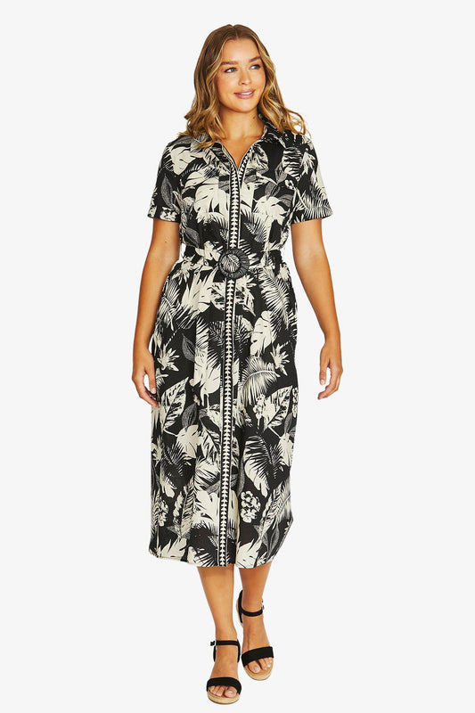 Womens Palm Island Shirt Dress Black 616j5021a