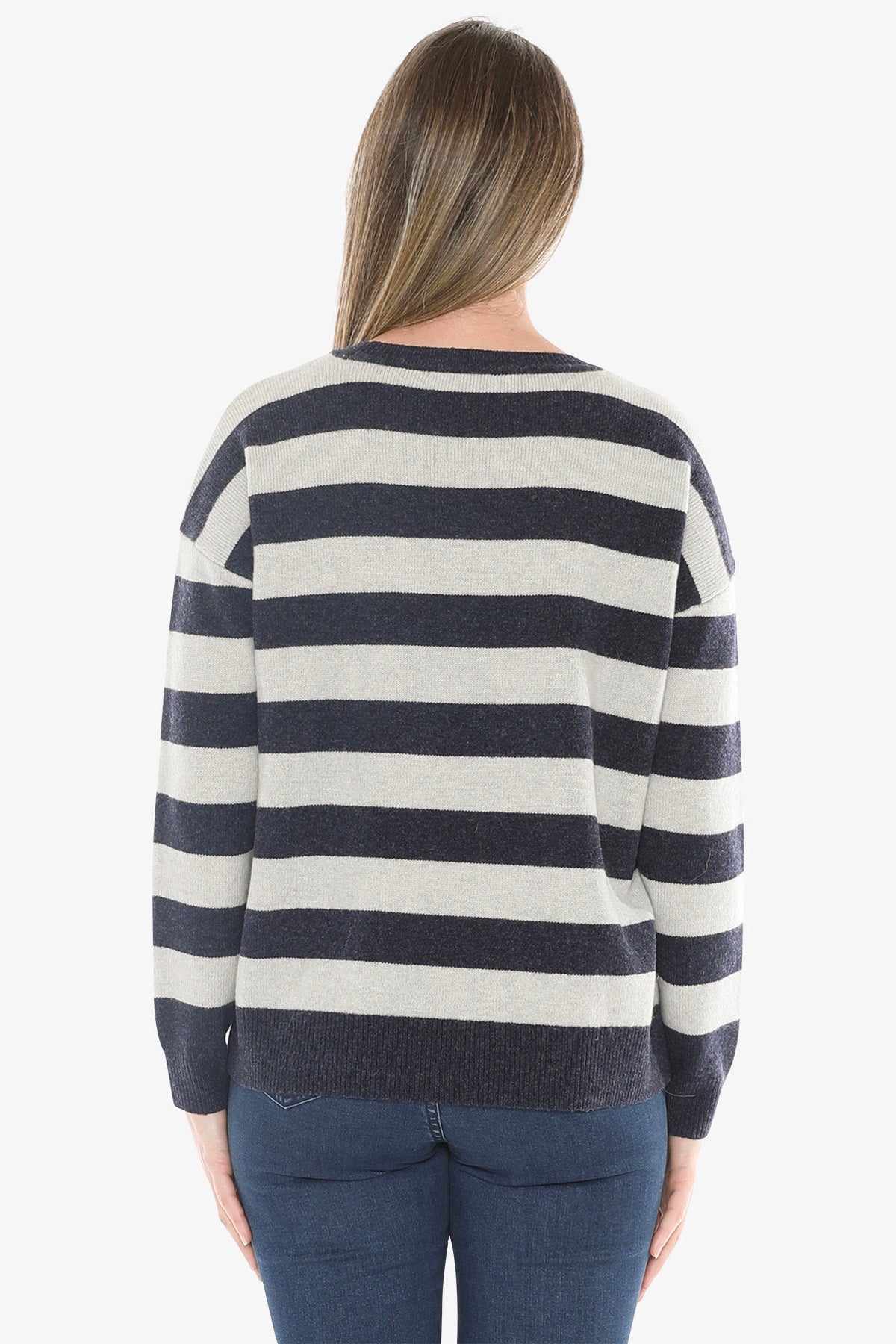 Panel Stripe Pullover in Ink/Mist