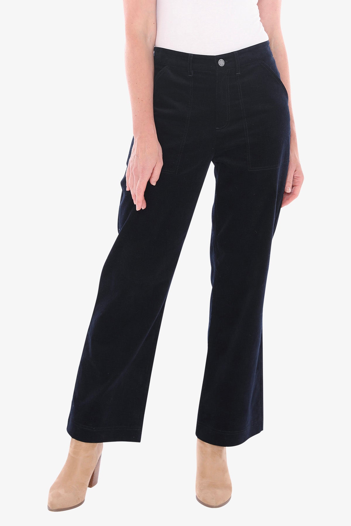Patch Pocket Velour Pant in Ink