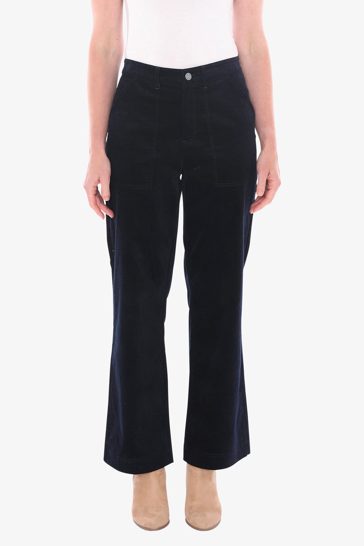 Patch Pocket Velour Pant in Ink