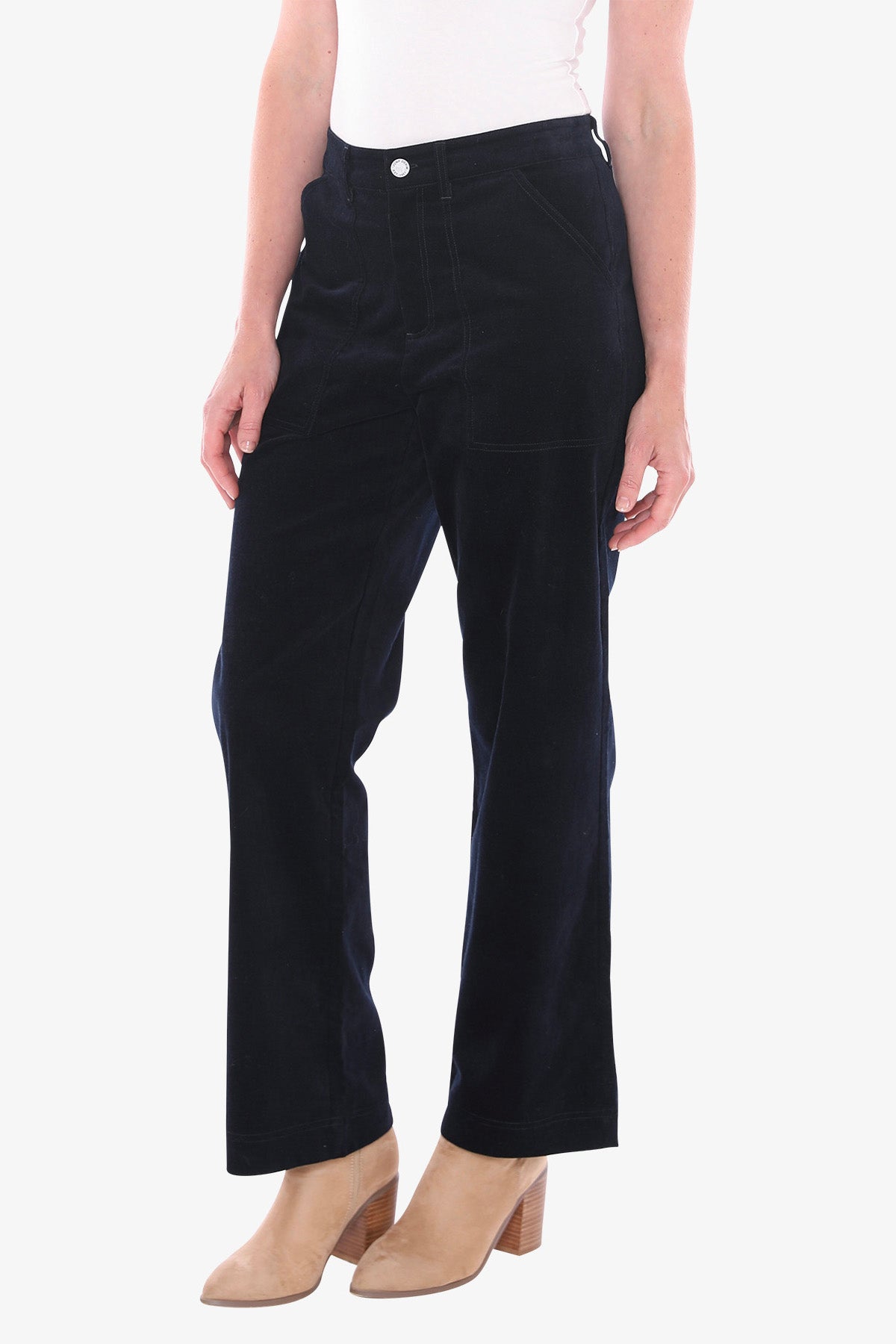 Patch Pocket Velour Pant in Ink