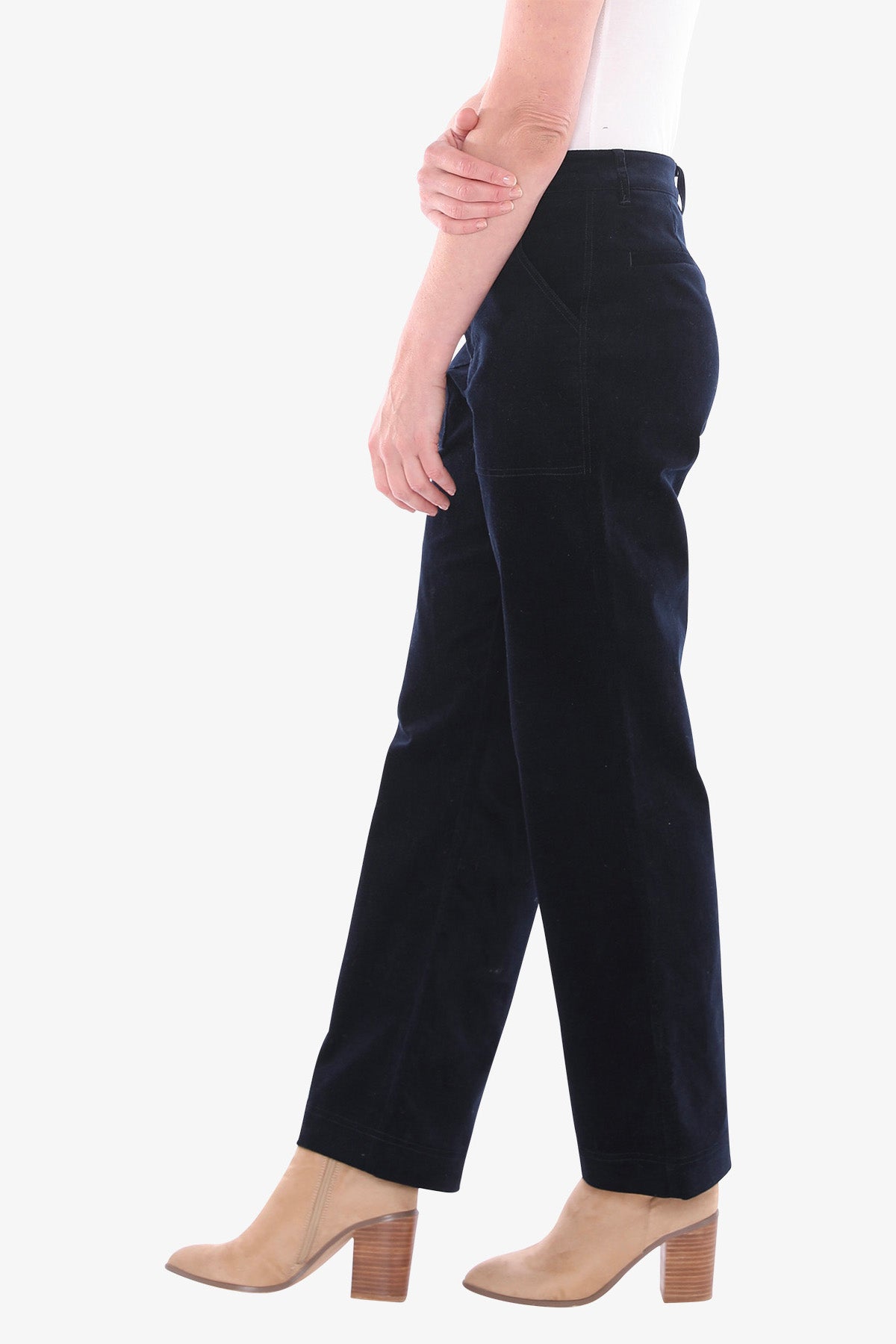 Patch Pocket Velour Pant in Ink