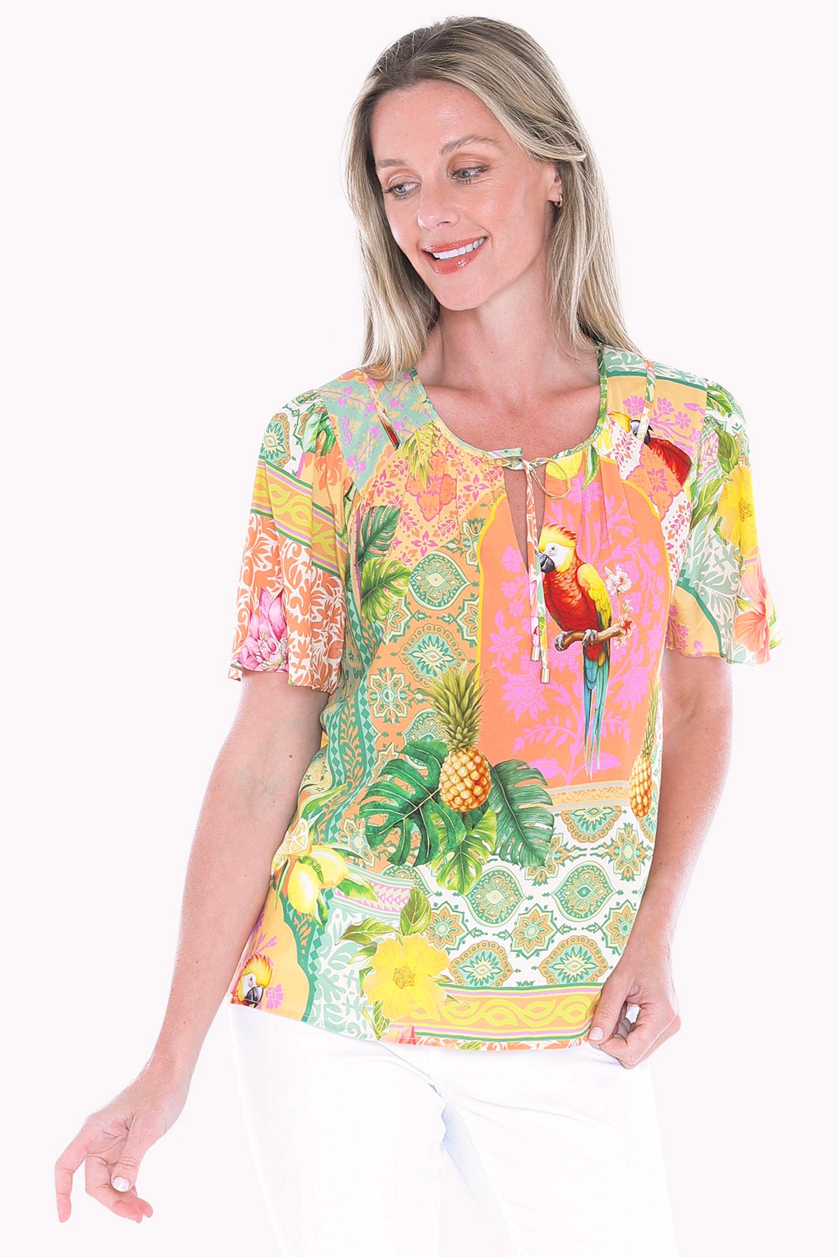Womens Pina Colada Top Multicolor 596j3123a