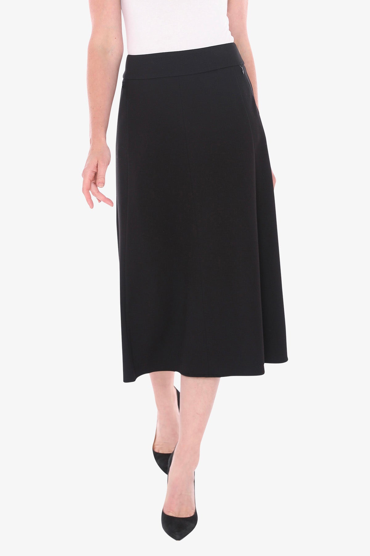 Ponte Panel Skirt in Black