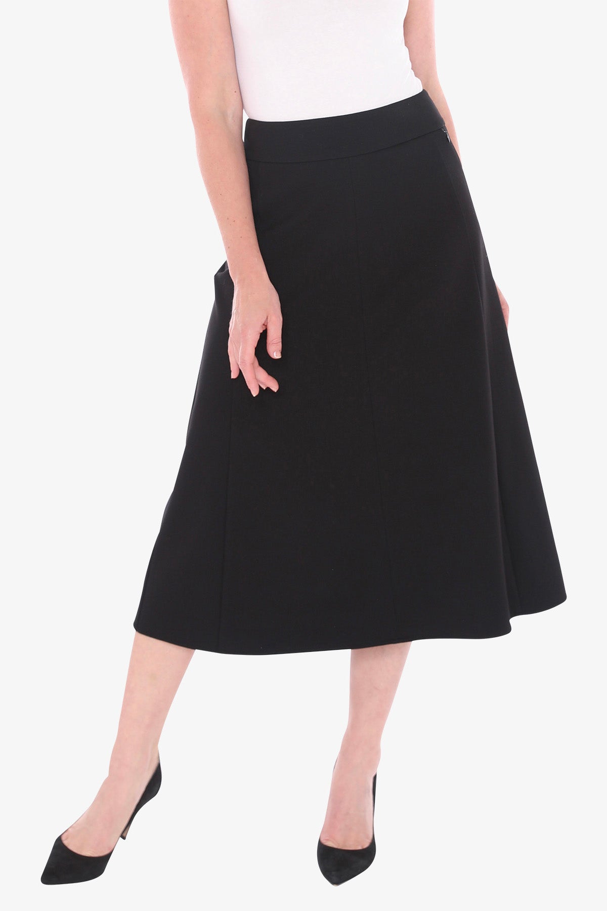 Ponte Panel Skirt in Black