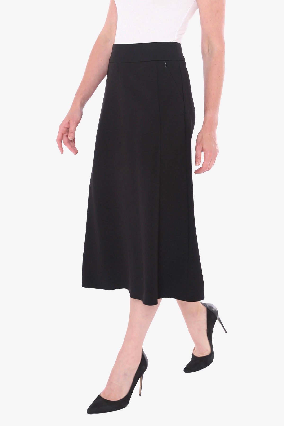 Ponte Panel Skirt in Black