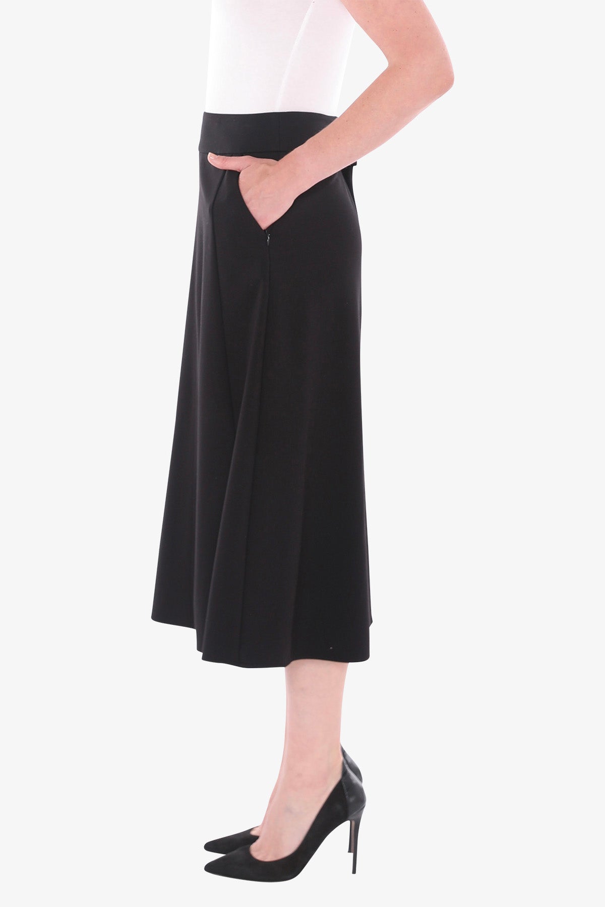 Ponte Panel Skirt in Black