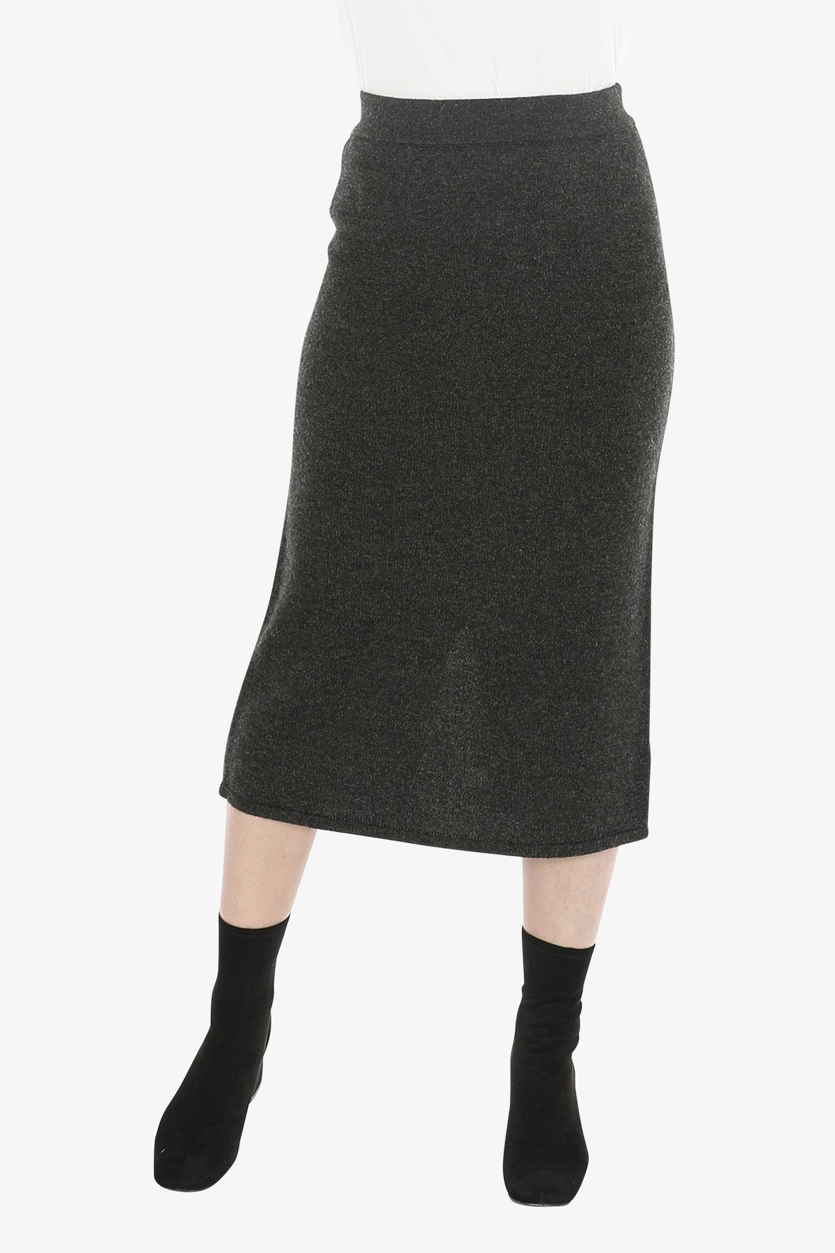 Pull On Knit Skirt in Charcoal
