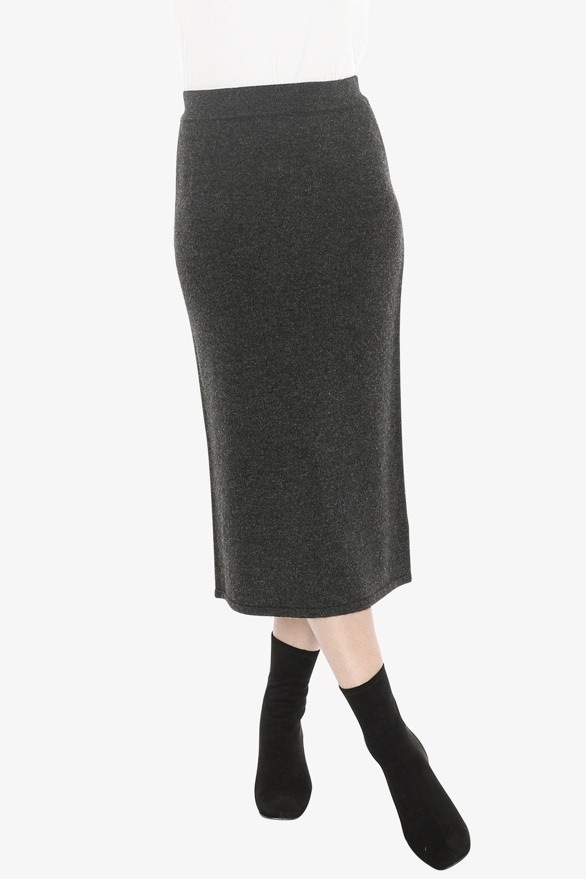 Pull On Knit Skirt in Charcoal
