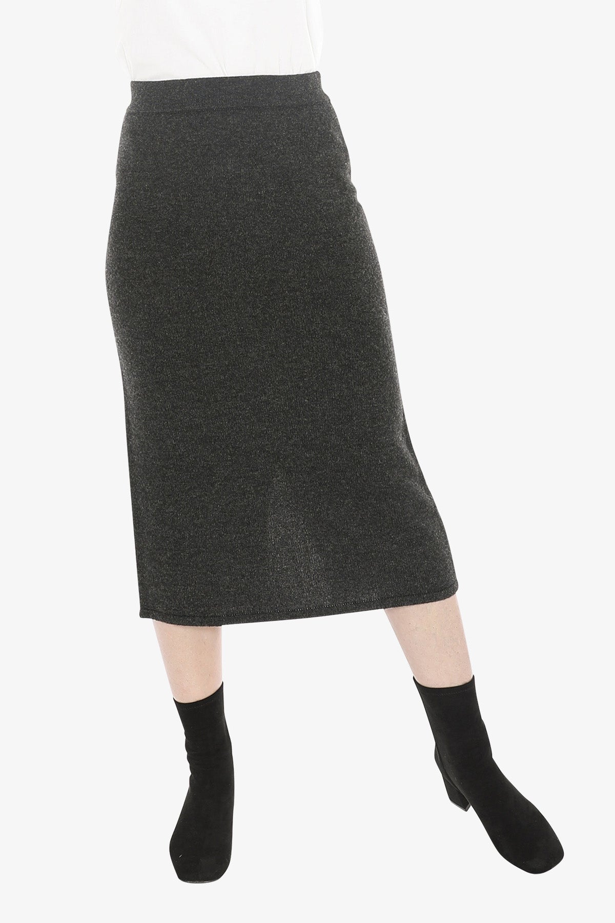Pull On Knit Skirt in Charcoal