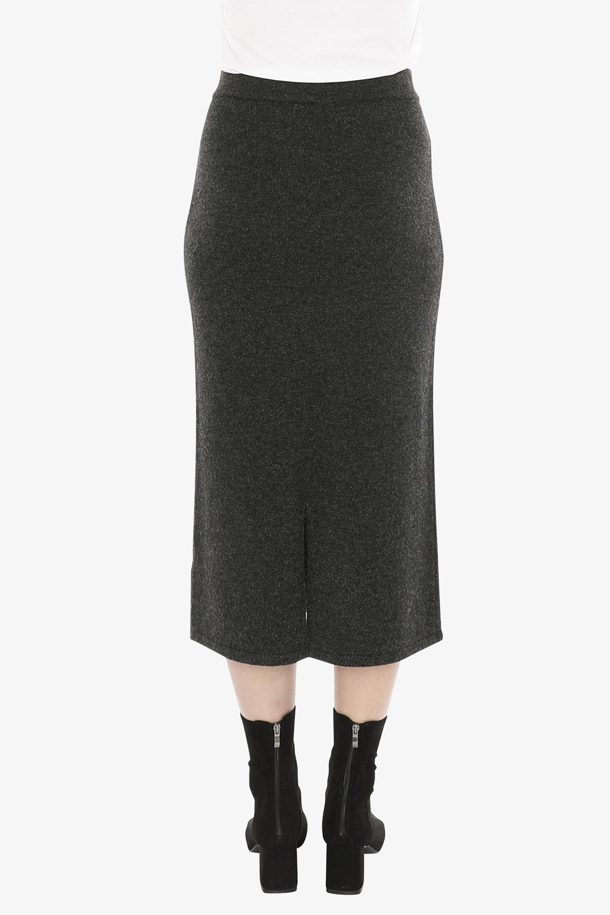 Pull On Knit Skirt in Charcoal