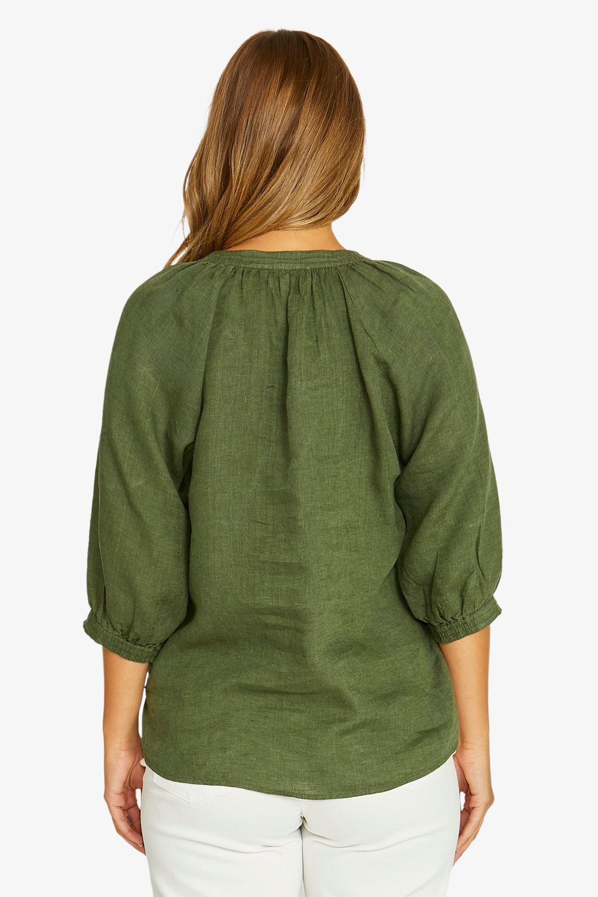 Womens Raglan Button Neck Top Green 616j3112a