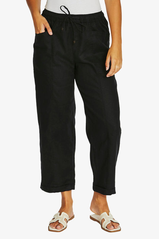 Womens Relaxed Drawstring Pant Black 616j7024a