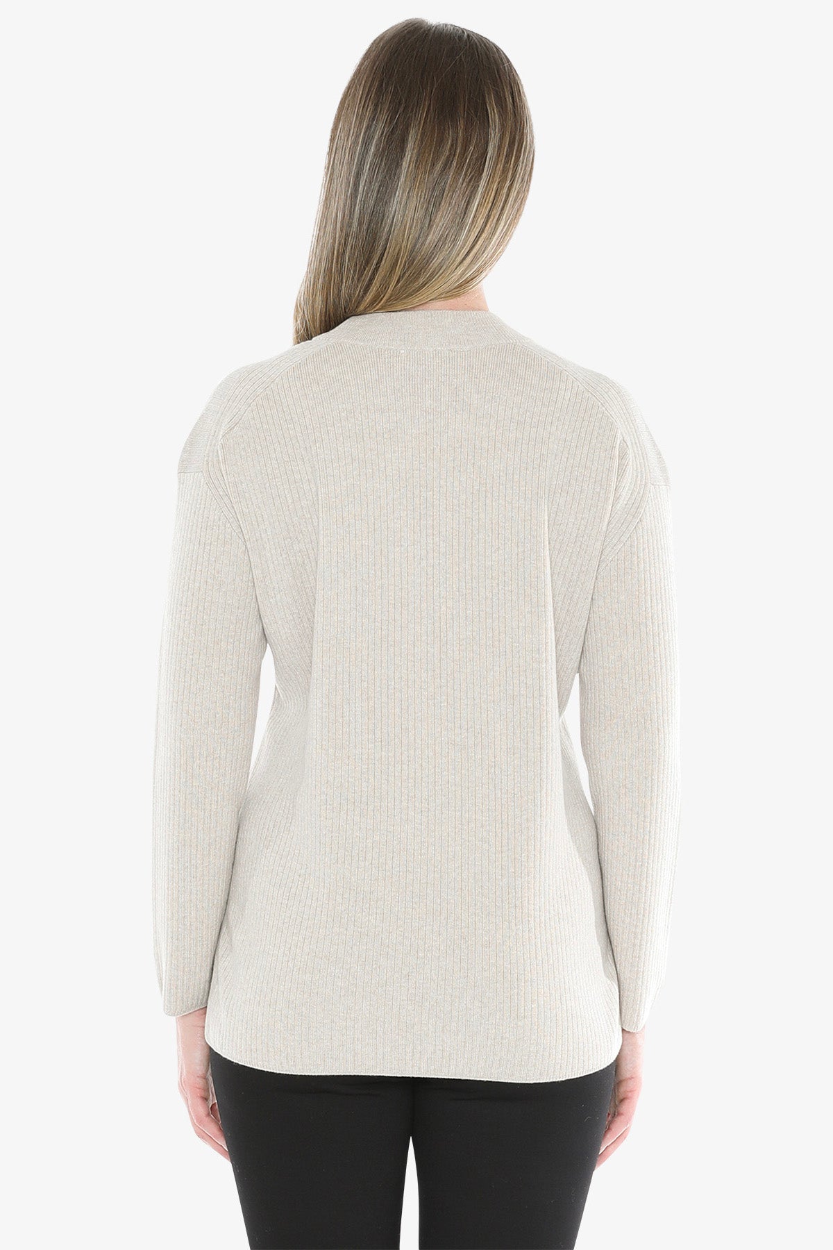 Rib Tunic Pullover in Stone Marle
