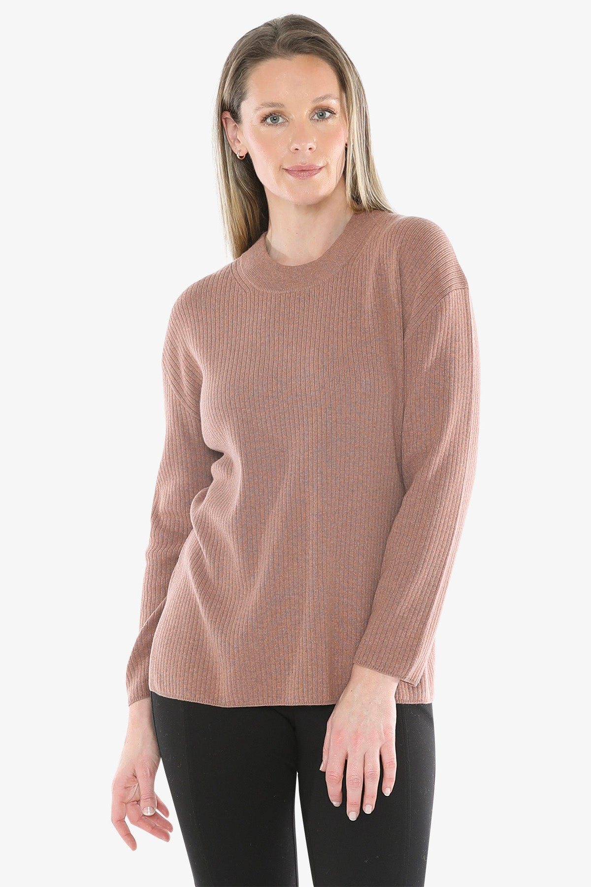 Rib Tunic Pullover in Clay