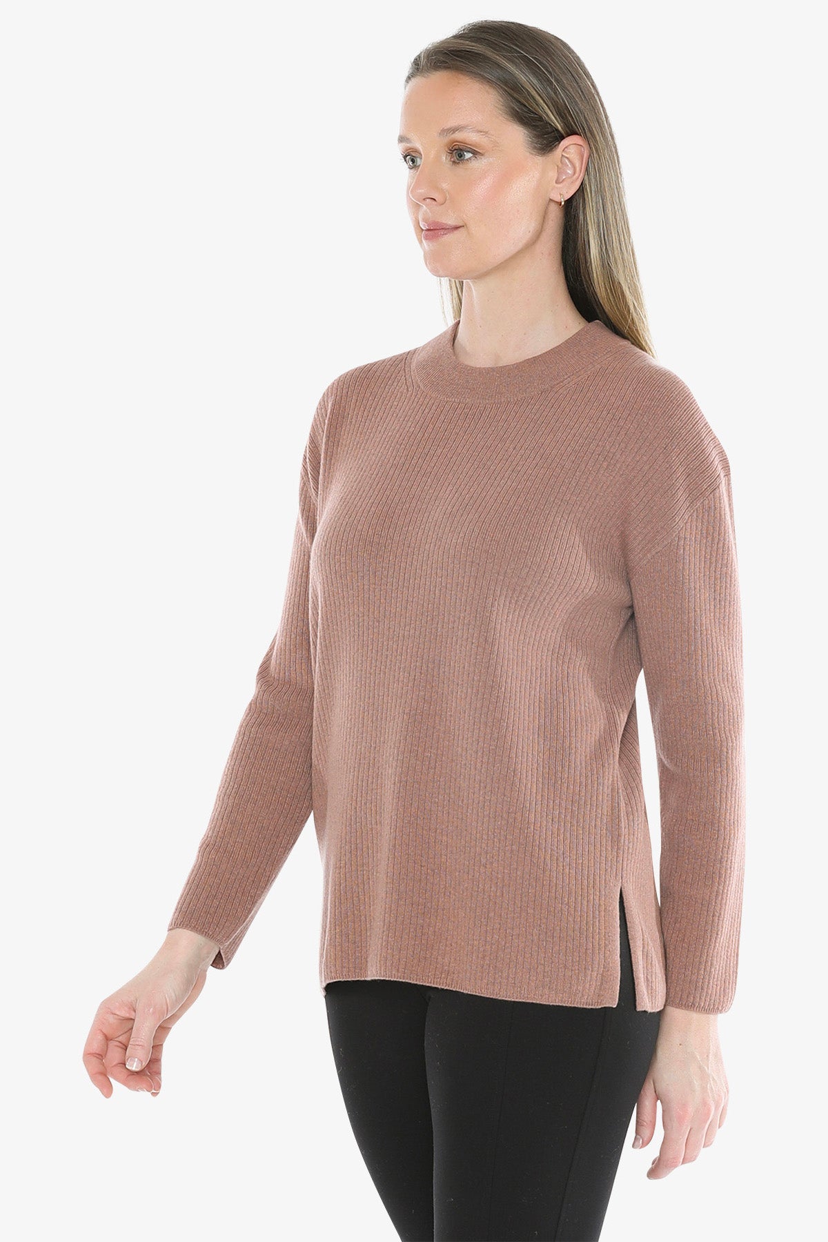 Rib Tunic Pullover in Clay