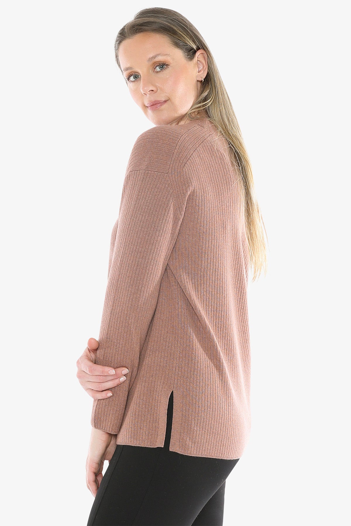 Rib Tunic Pullover in Clay