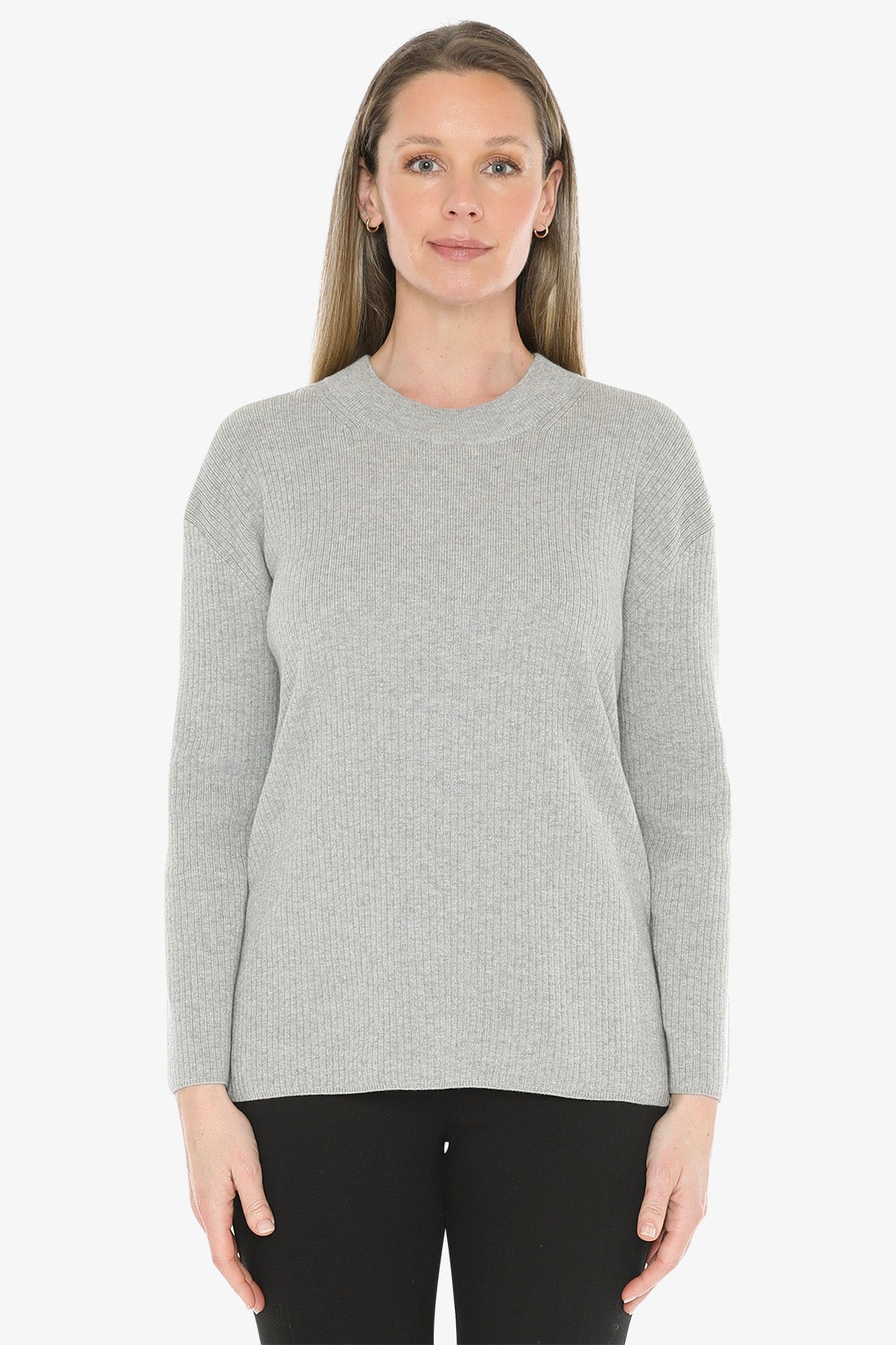 Rib Tunic Pullover in Grey Marle
