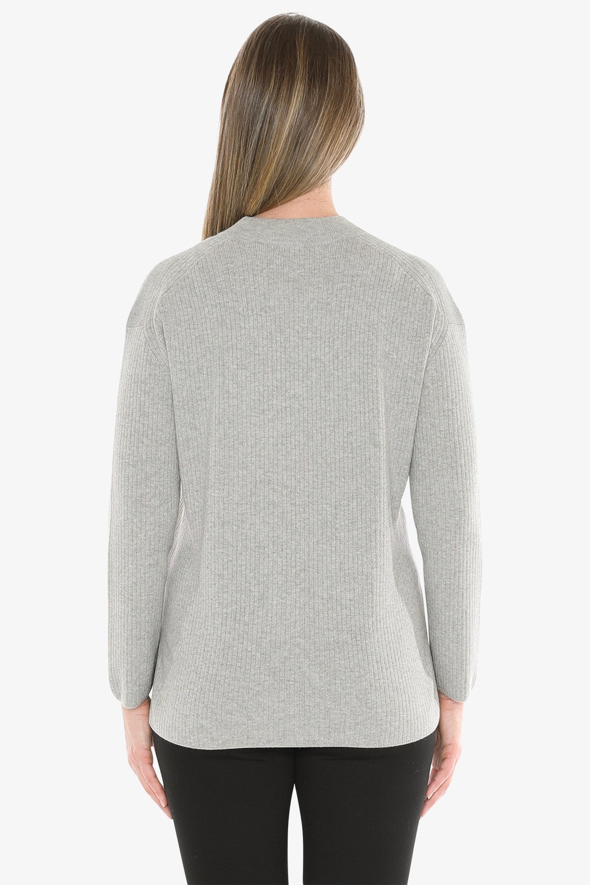 Rib Tunic Pullover in Grey Marle