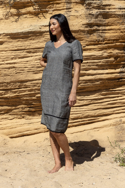 Womens Ric Rac Ss Shift Dress Grey 596j5101a