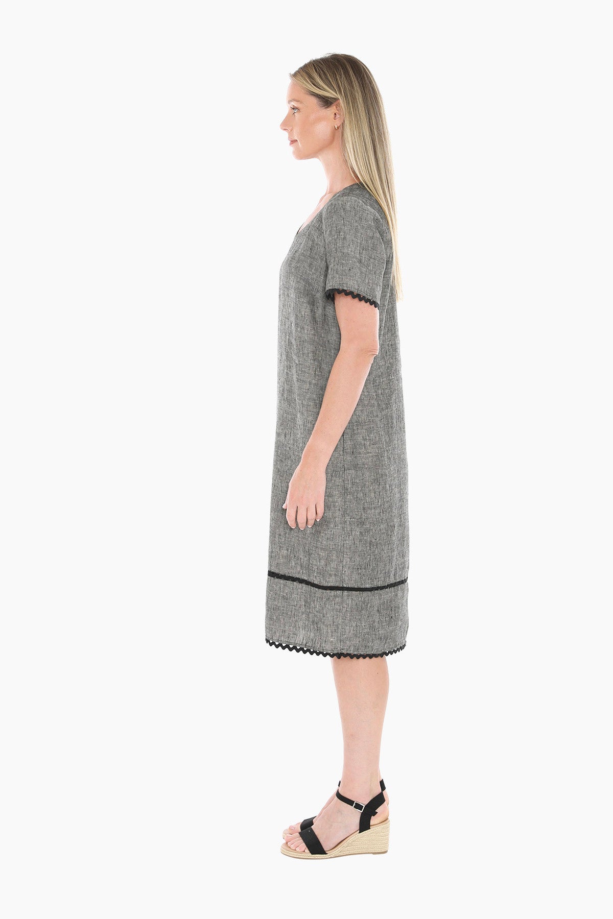 Womens Ric Rac Ss Shift Dress Grey 596j5101a