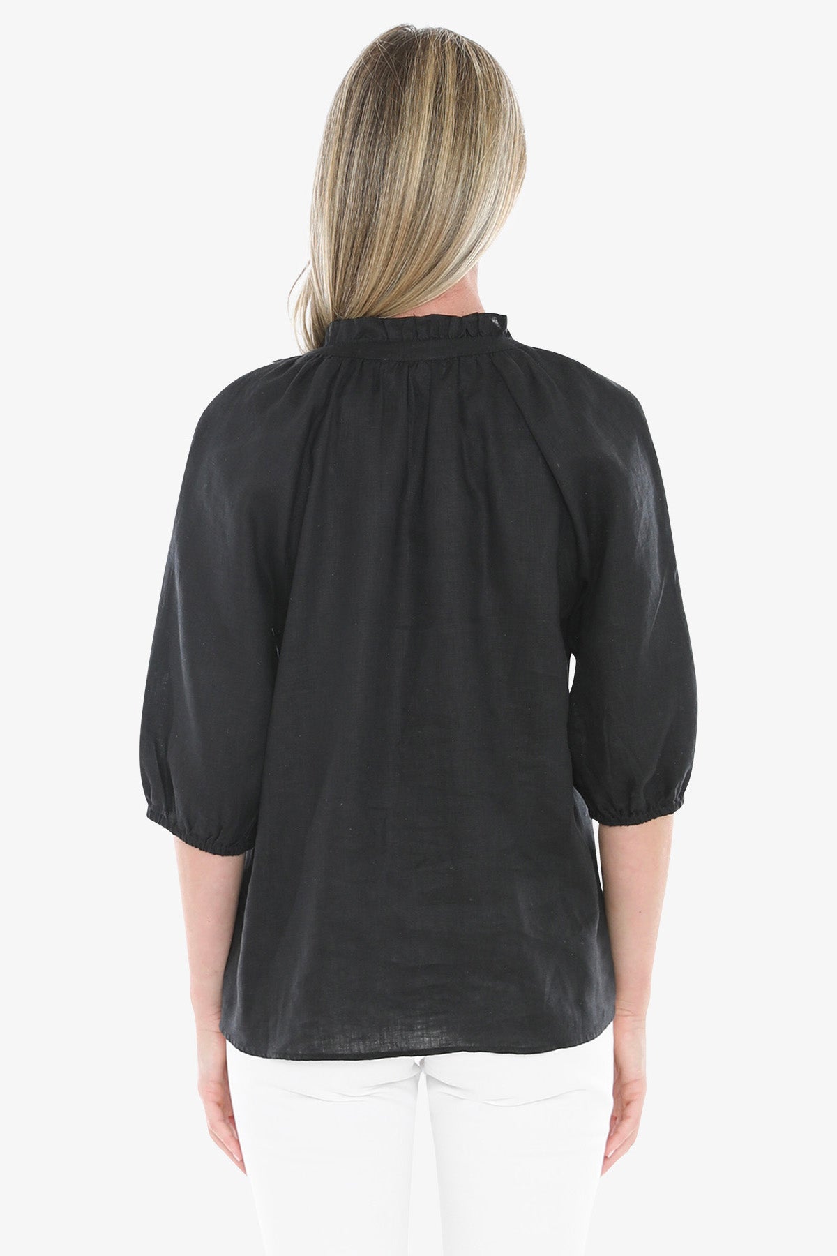 Womens Ruffle Neck Top Black 596j3085a