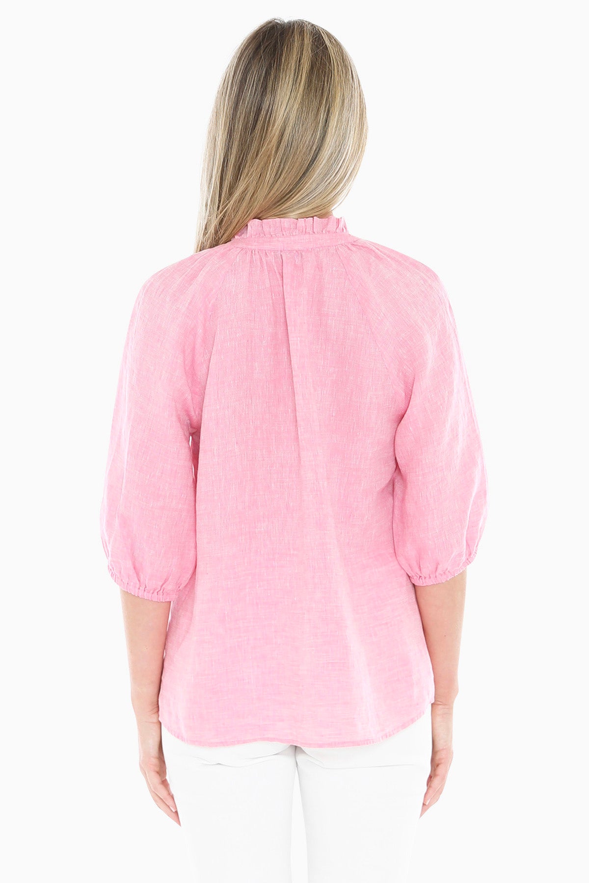 Womens Ruffle Neck Top Pink 596j3085a