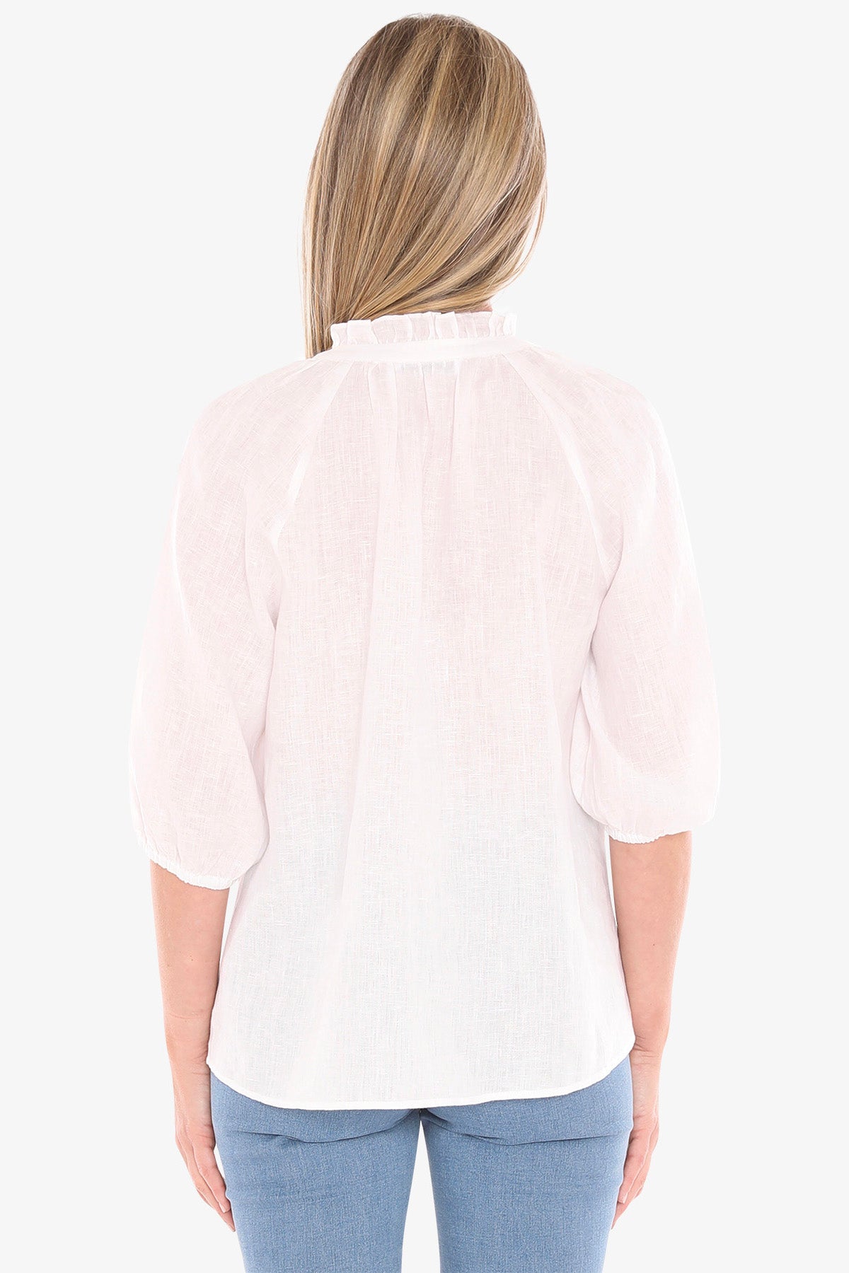 Womens Ruffle Neck Top White 596j3085a